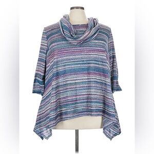 Avenue Sparkly Metallic Stripe Cowl Neck Tunic Top – Plus Size 14/16